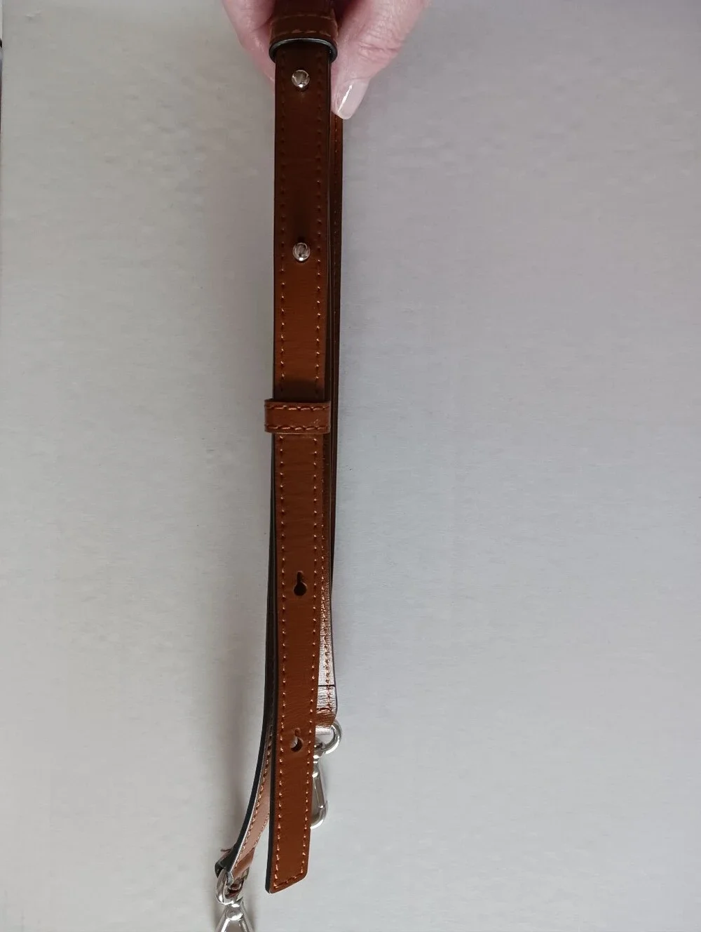 GANNI Cognac Textured Leather Crossbody Bag Adjustable Strap - Picture 9 of 9